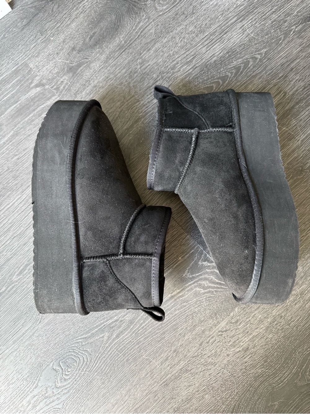 Soda Black Suede Platform Ankle Booties